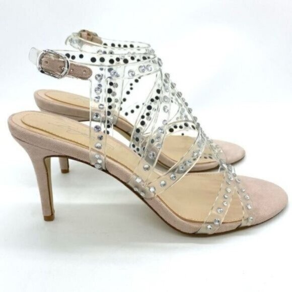 Vince Camuto Womens Imagine  Rhinestone Leather Open Toe Heels Sandals - Picture 6 of 14